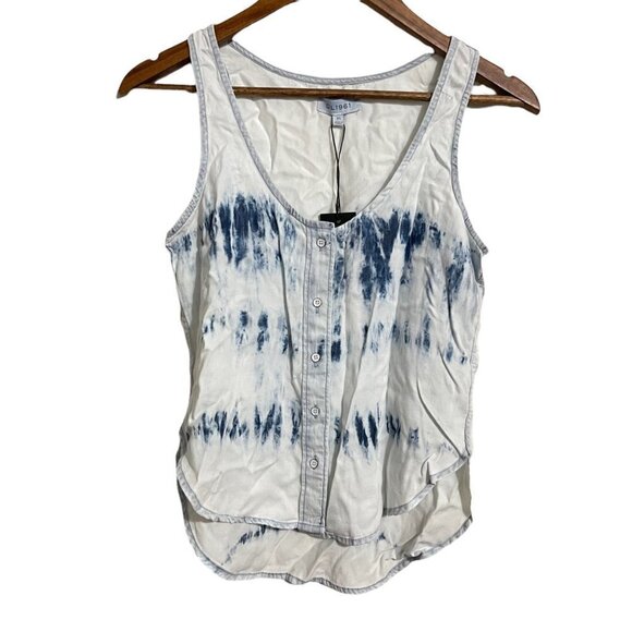 DL1961 Women's NWT Blue 100% Tencel Lyocell Tie Dye Button Up Sleeveless Top XS - Picture 1 of 7
